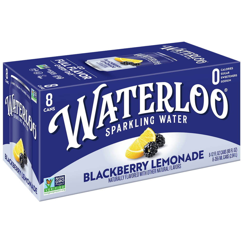 Waterloo Blackberry Lemonade · Agua mineral · 8 latas de 355 ml