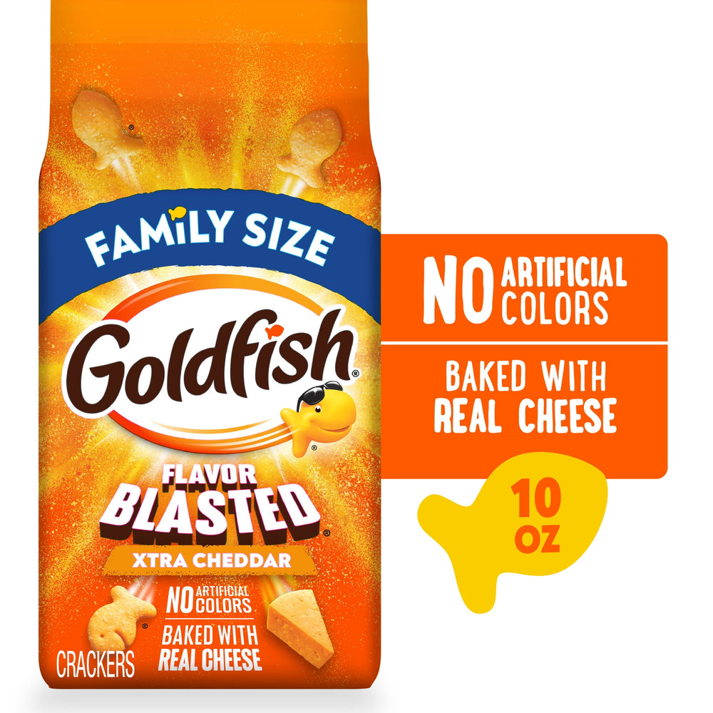 Goldfish Blasted Xtra Cheddar · Galletas saladas · 283 g · bolsa · tamaño familiar