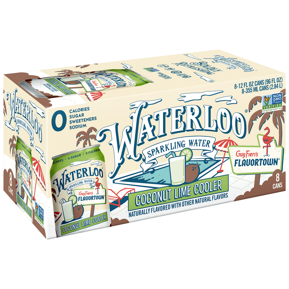 Waterloo Coconut Lime Cooler · Agua mineral · 8 latas de 355 ml