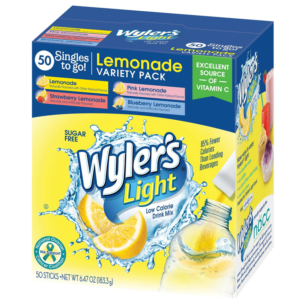 Wyler's Light Lemonade Variety Pack sin azúcar · Polvo para agua · 50 sobres, 183.3 g