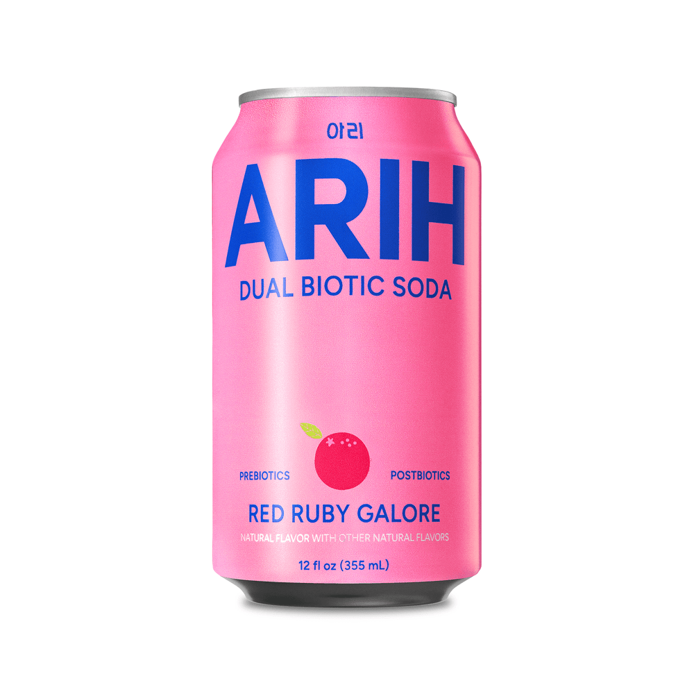 ARIH Dual Biotic Soda Functional Prebiotic and Postbiotic Red Ruby Galore · Refresco · 355 ml