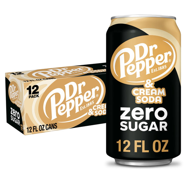 Dr Pepper & Cream Zero Sugar · Refresco · 12 latas de 355 ml