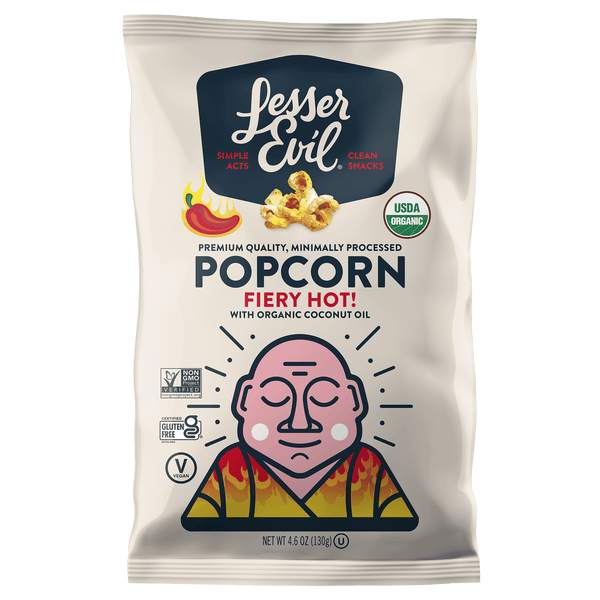 LesserEvil Organic Fiery Hot with Coconut Oil · Palomitas · 130 g