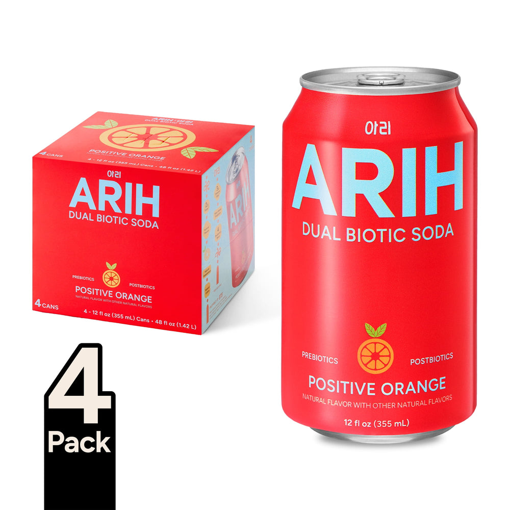 ARIH Dual Biotic Soda Positive Orange · Refresco · 4 pack de 355 ml