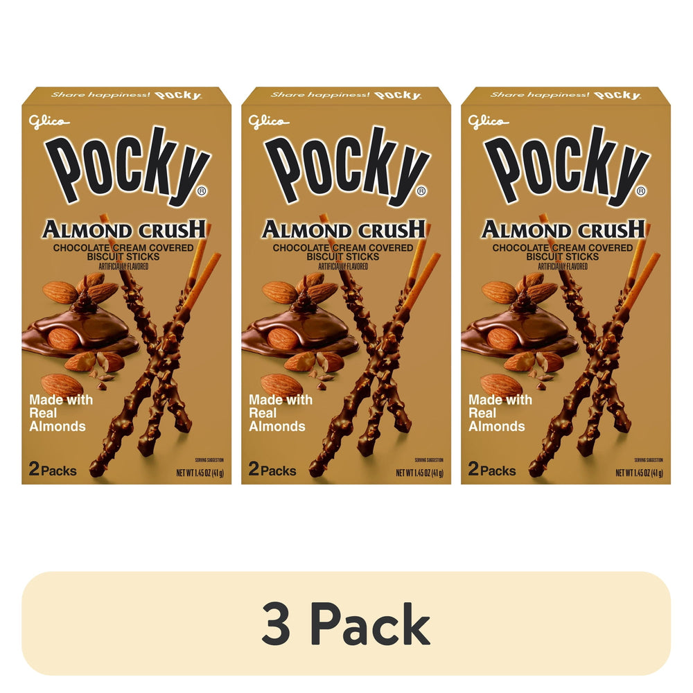 Glico Pocky Almond Crush · Nueces · 3 pack de 41 g