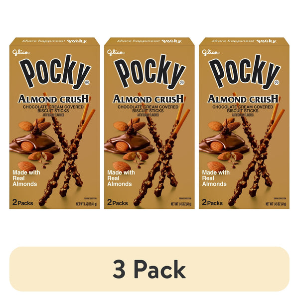 Glico Pocky Almond Crush · Nueces · 3 pack de 41 g