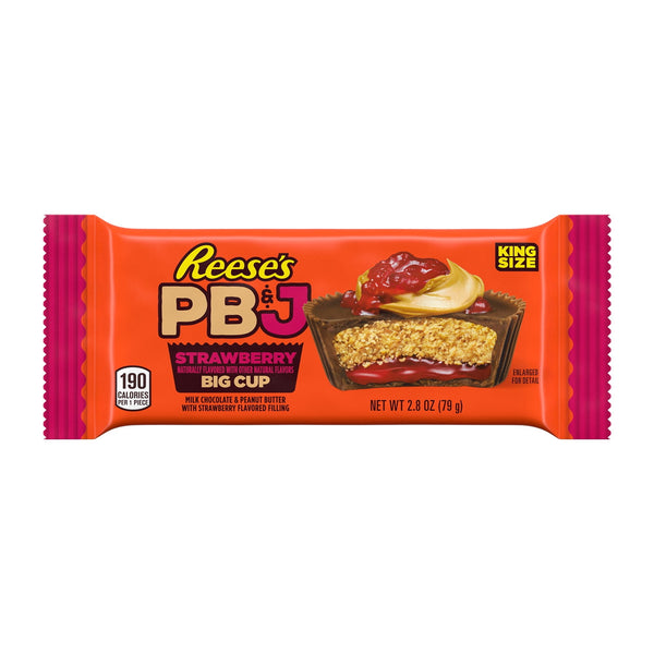 REESE'S Big Cup PB&J Strawberry Milk Chocolate Peanut · Caramelos · 79 g · vaso · tamaño king
