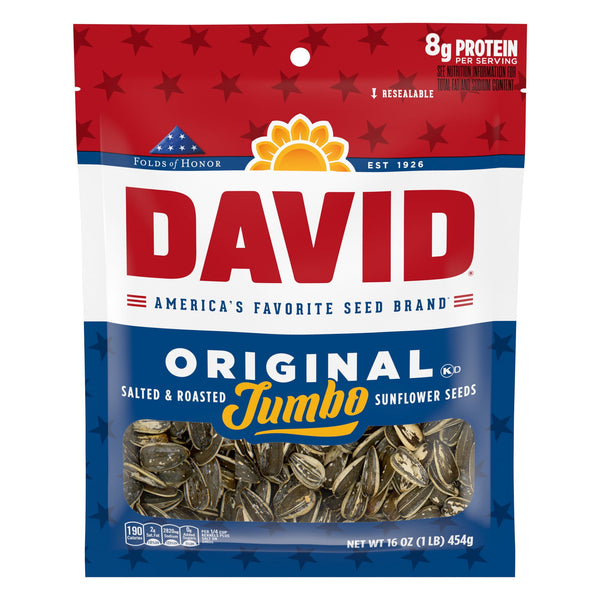 DAVID Sunflower Seeds Original · Nueces · 454 g · jumbo