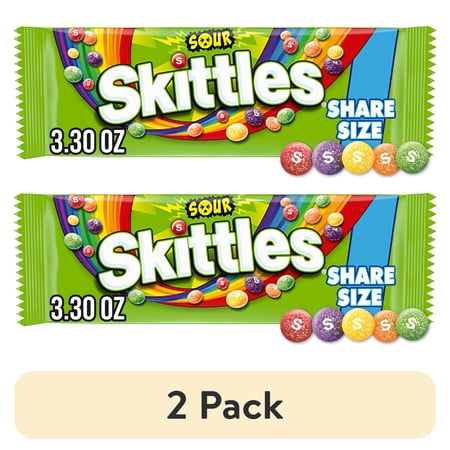 SKITTLES Sour Fruit Candies · Caramelos · 2 pack de 94 g · tamaño para compartir