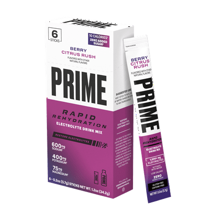 Prime Rapid Rehydration Sticks Berry Citrus Rush · Bebida · 6 pzas