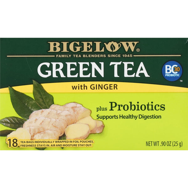 Bigelow Green Tea with Ginger Plus Probiotics Green Tea · Té · 18 pzas