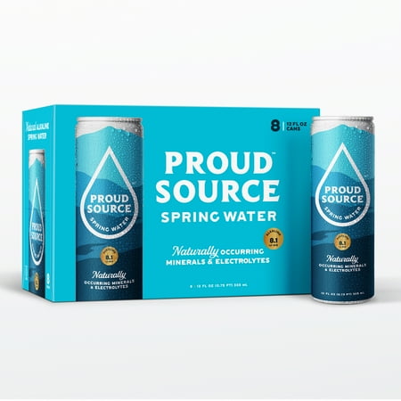 Proud Source Natural Spring Alkaline Water · Bebida · 8 latas de 355 ml