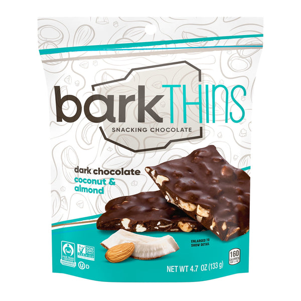 barkTHINS Dark Chocolate Coconut and Almond Snacking · Caramelos · 133 g · bolsa
