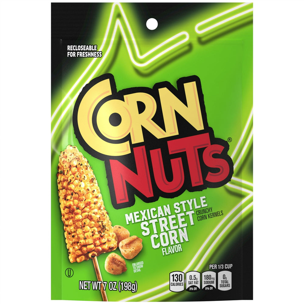 CORN NUTS Mexican Style Street Corn Kernels Nuts · Nueces · 198 g · bolsa