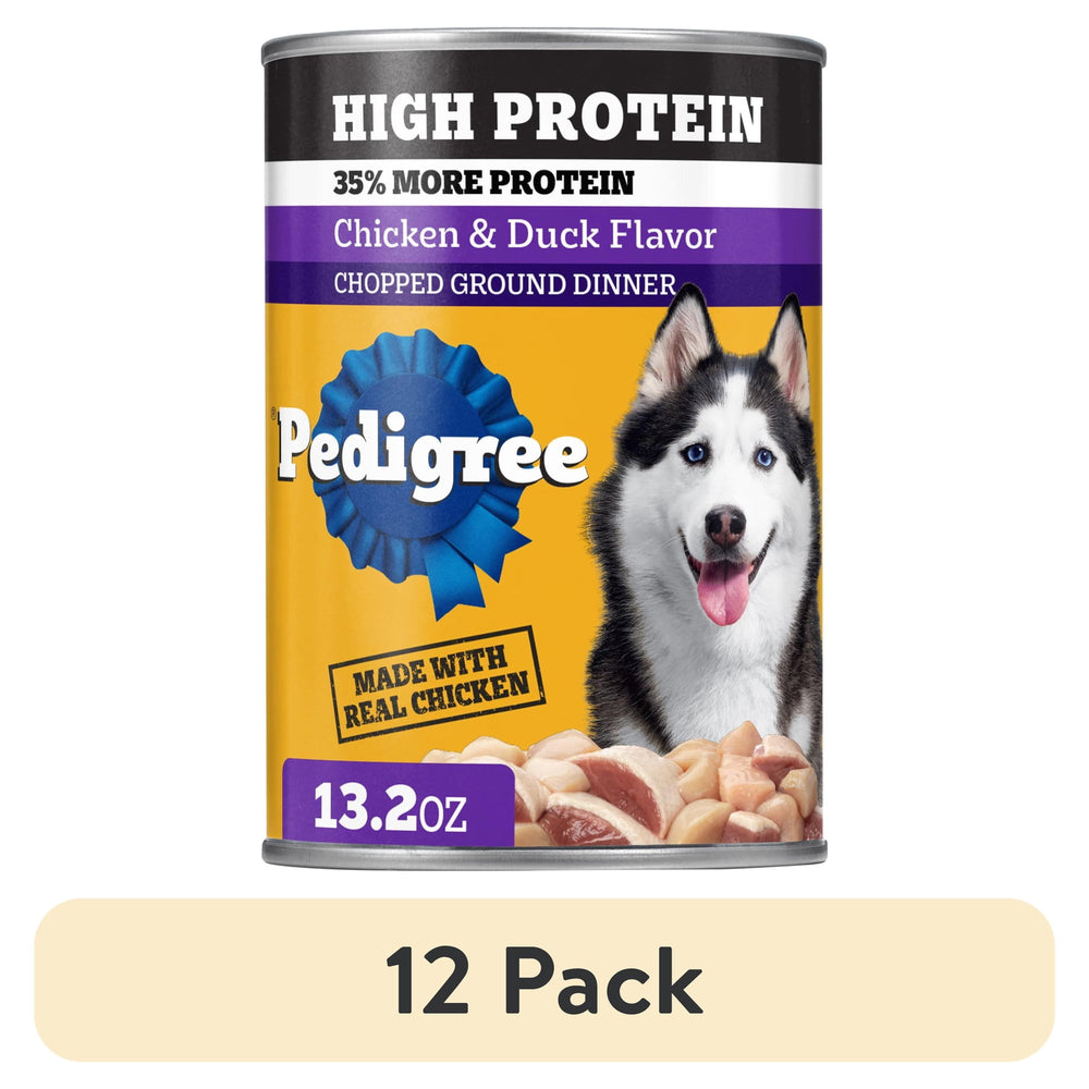 Pedigree High Protein Pollo y Pato · Alimento húmedo para perros · 12 latas de 374 g