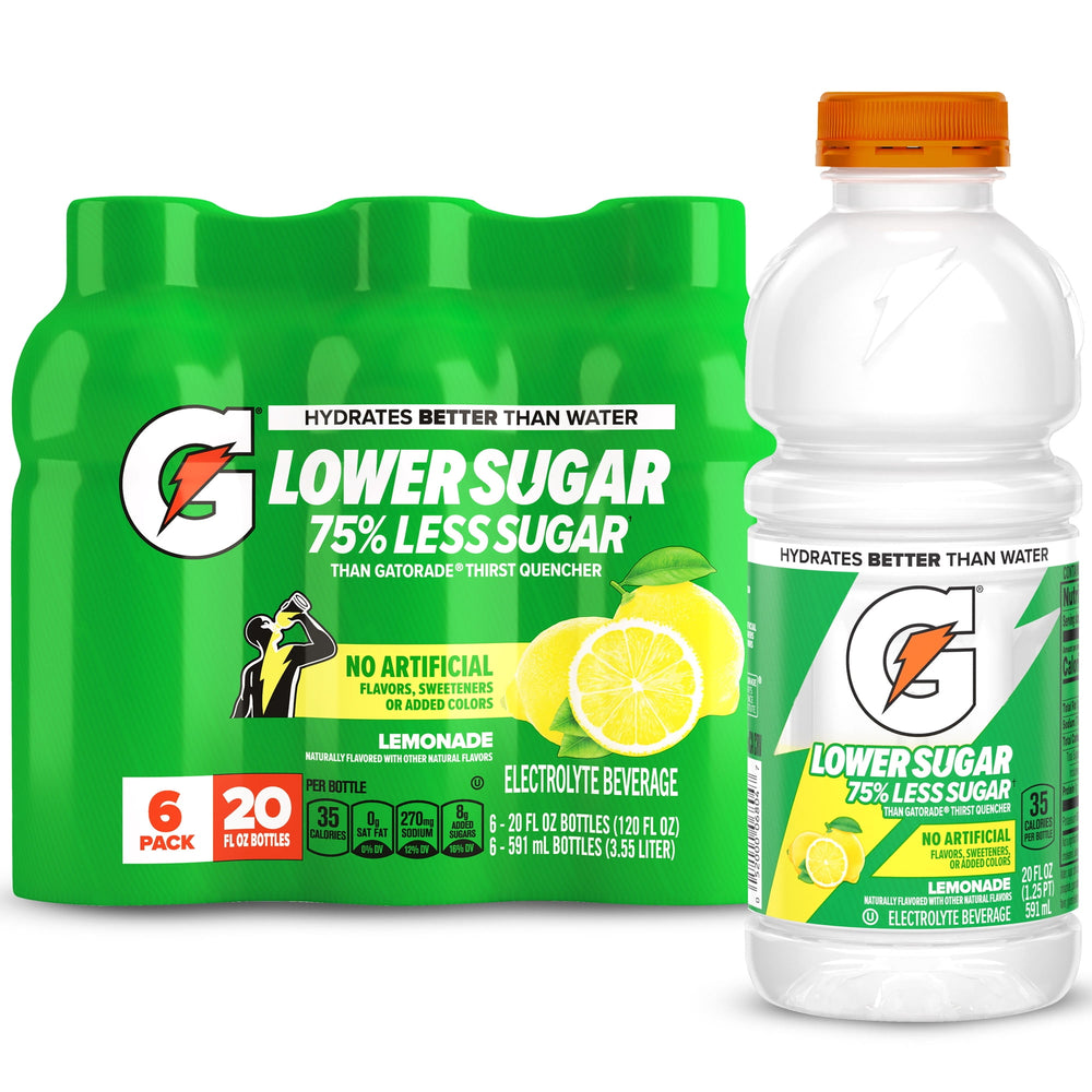 Gatorade Lower Sugar No Artificials Lemonade · Bebida · 6 pack de 591 ml