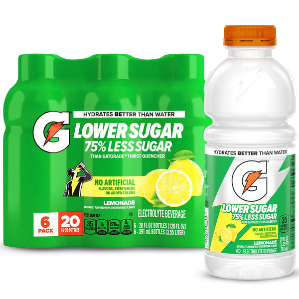 Gatorade Lower Sugar No Artificials Lemonade · Bebida · 6 pack de 591 ml
