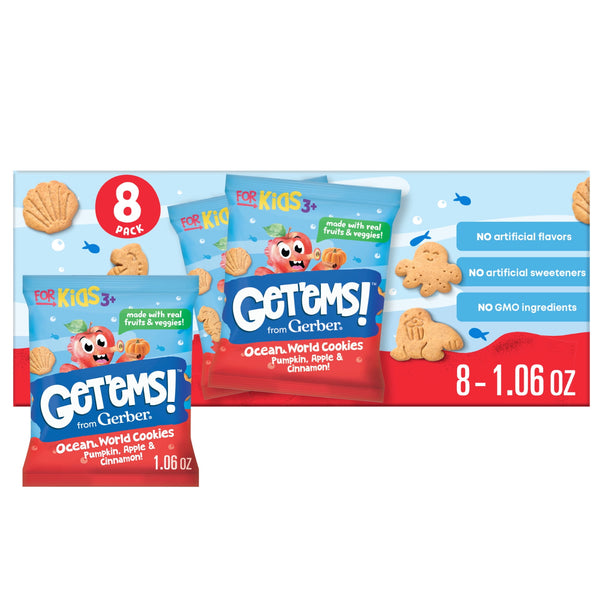 Get'ems from Gerber Pumpkin Apple & Cinnamon Ocean World · Galletas · 8 pack de 240 g