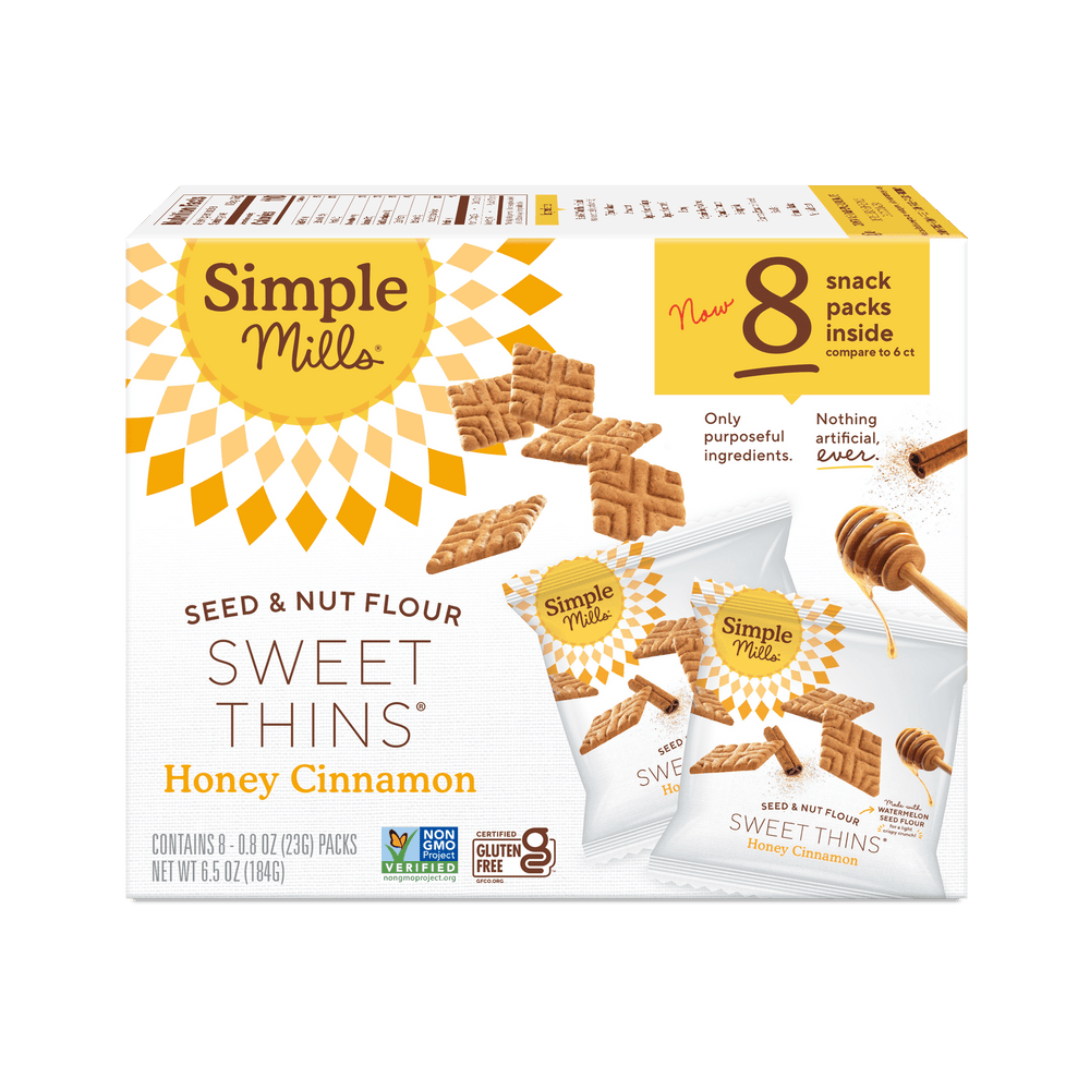Simple Mills Honey Cinnamon Seed & Nut Flour Sweet Thins · Nueces · 23 g