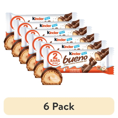 Kinder Bueno Milk Chocolate with Wafer and Hazelnut Cream · Galletas · 6 pack de 43 g