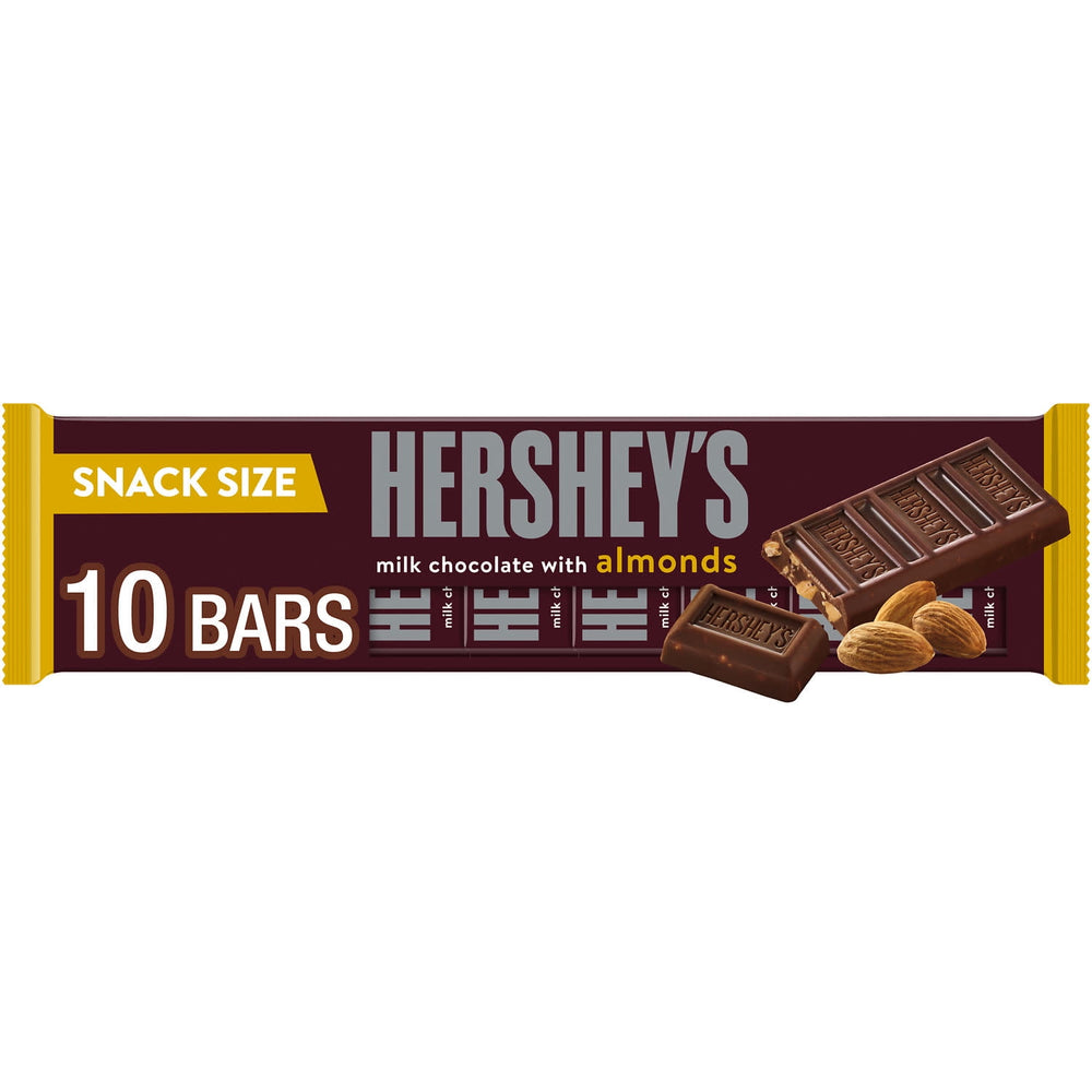 Hershey's Milk Chocolate With Almond & Miniatures . · Caramelos · 10 pzas · 1.28 kg · tamaño snack