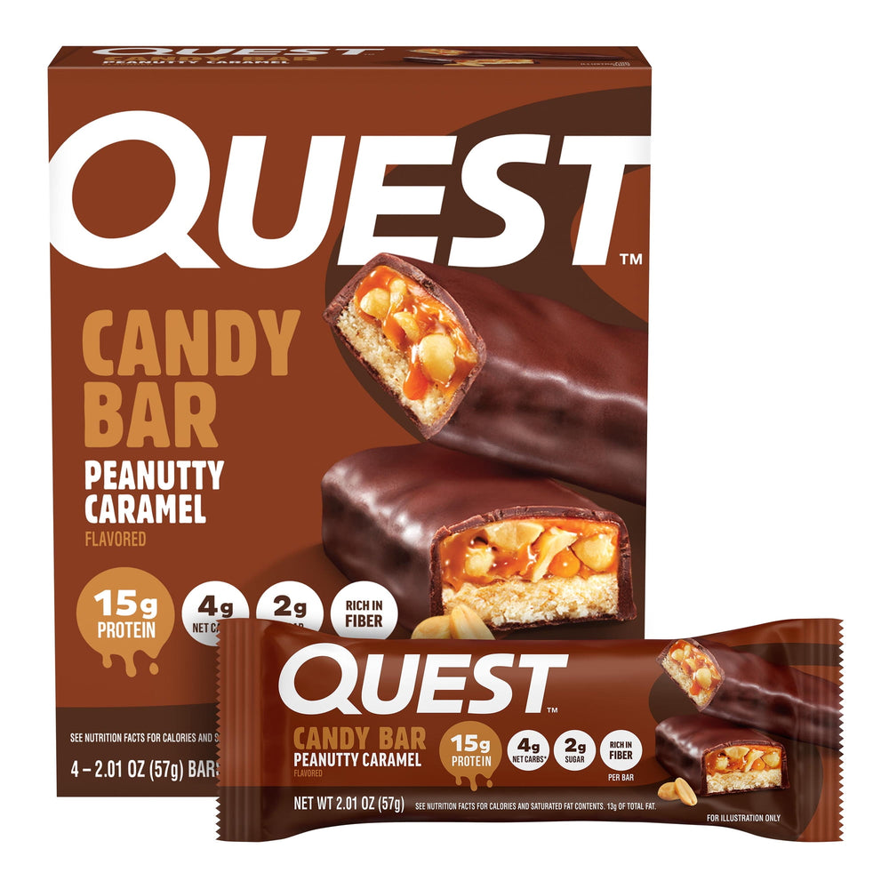 Quest Candy Bar Peanutty Caramel · Chocolate con proteína · 4 pzas