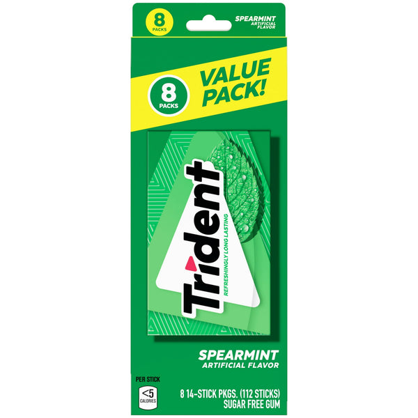 Trident Spearmint Sugar Free · Chicles y mentas · 8 paquetes de 14 pzas (112 pzas)
