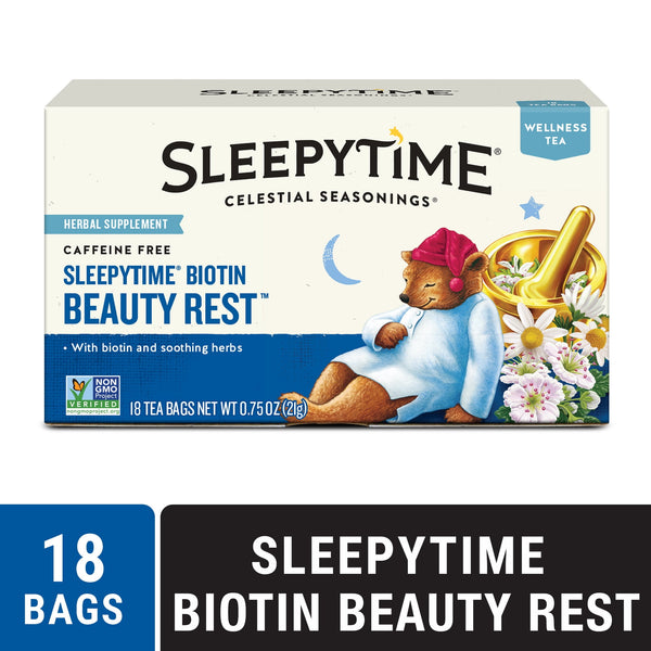 Celestial Seasonings Sleepytime Wellness Biotin Beauty · Salsa y sazonador · 18 pzas