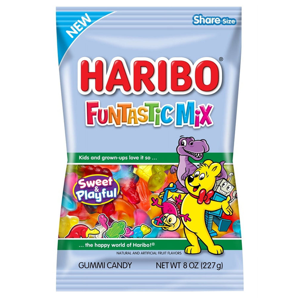 HARIBO Funtastic Mix Assorted Fun Shapes and Fruit · Gomitas · 227 g · bolsa · tamaño para compartir