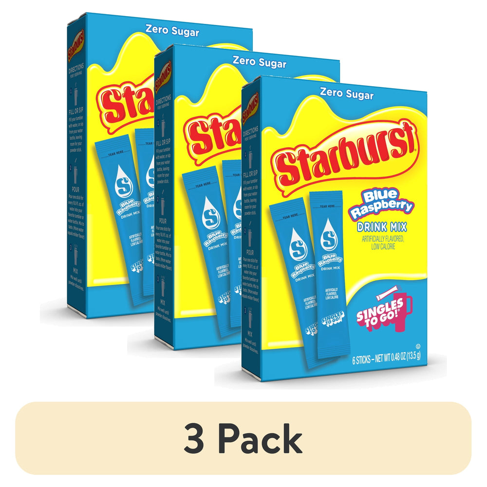 Starburst Blue Raspberry Zero Sugar · Polvo para agua · 3 pack