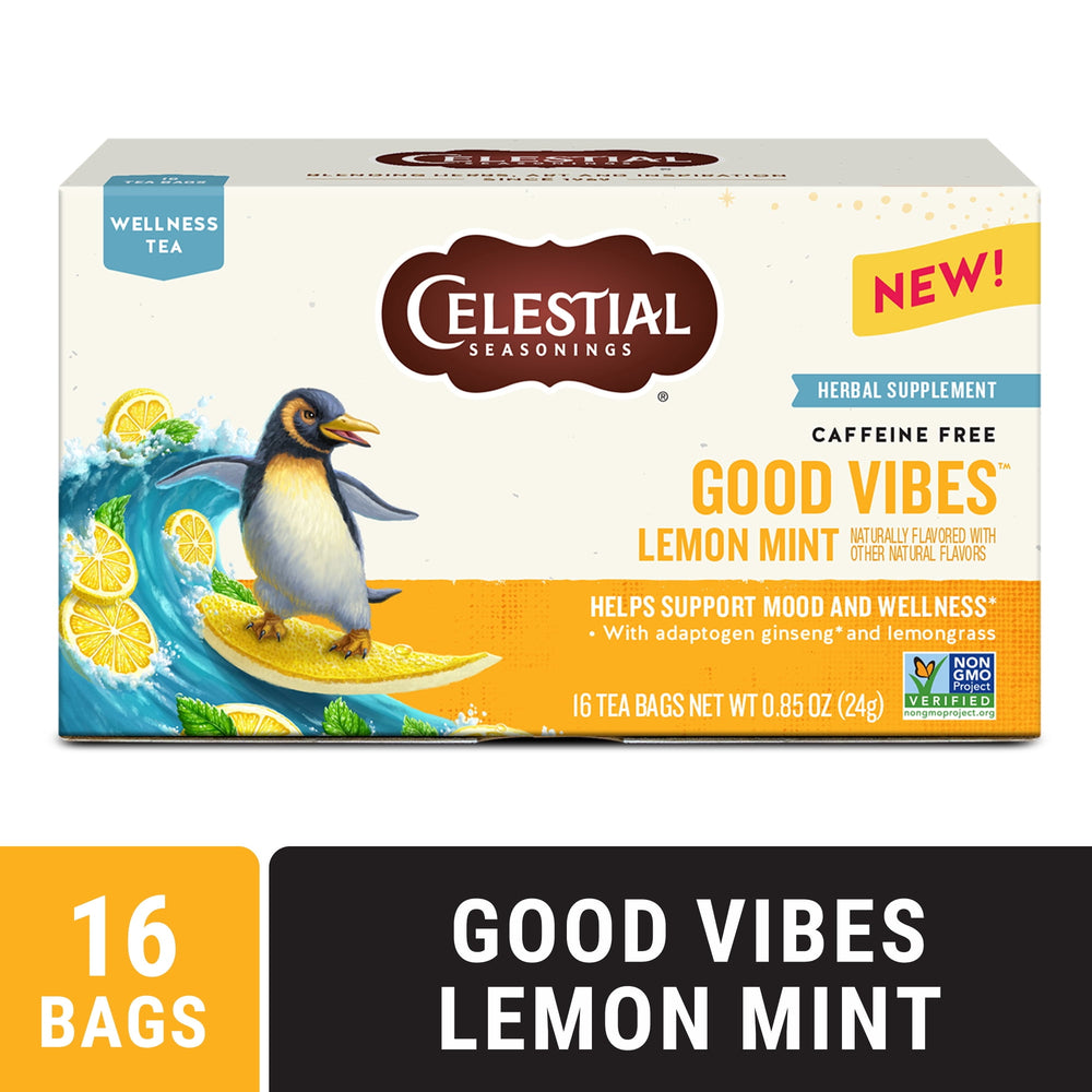 Celestial Seasonings Wellness Good Vibes Lemon Mint · Salsa y sazonador · 16 pzas