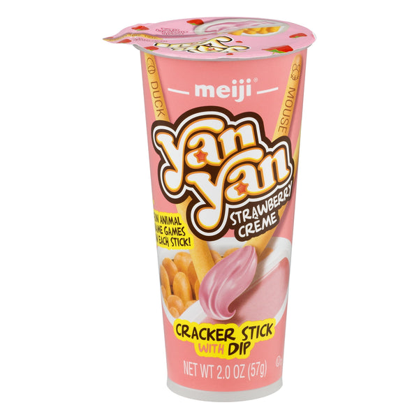Meiji Yan Yan Strawberry creme Cracker Stick With Dip · Galletas saladas · 57 g