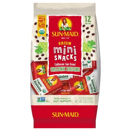 Sun-Maid® Mini-® California Organic Raisins 12-Count Bag/. · Fruta seca · 12 pzas de 142 g