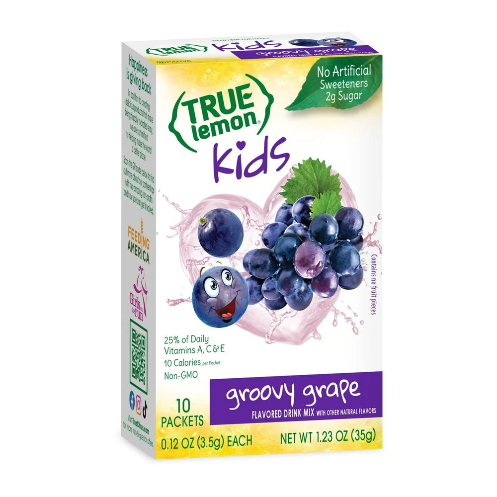 True Lemon Kids Groovy Grape Low Sugar · Polvo para agua · 10 pzas