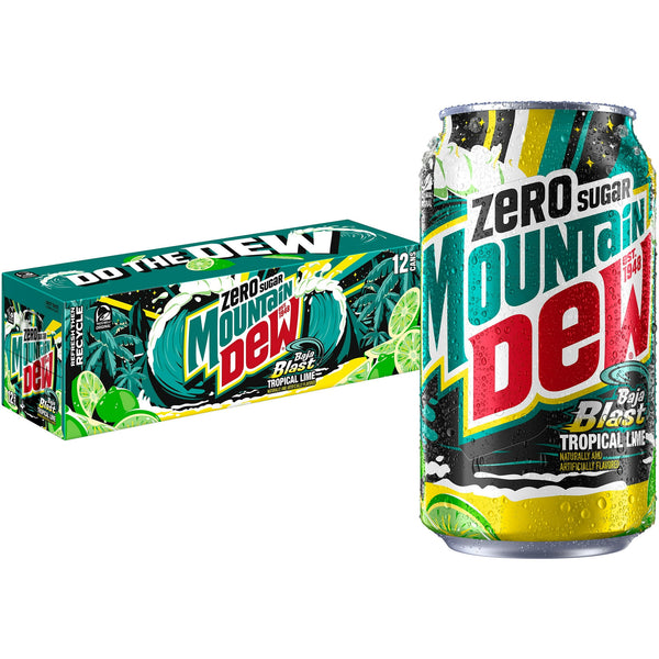 Mountain Dew Baja Blast Tropical Lime Zero Sugar · Refresco · 12 latas de 355 ml