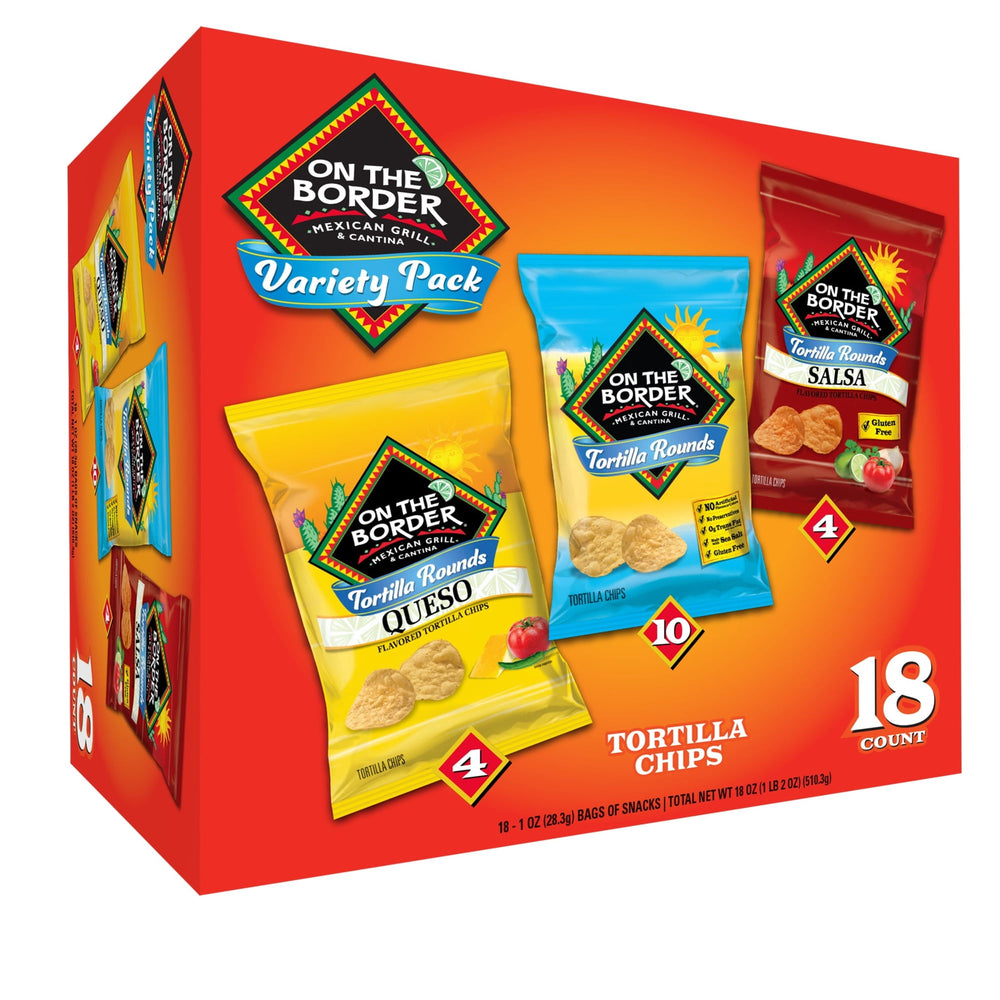 On The Border Rounds Variety · Totopos · 18 pzas de 28 g