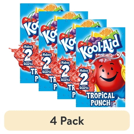 Kool-Aid Unsweetened Tropical Punch · Polvo para agua · 4 pack de 5 g