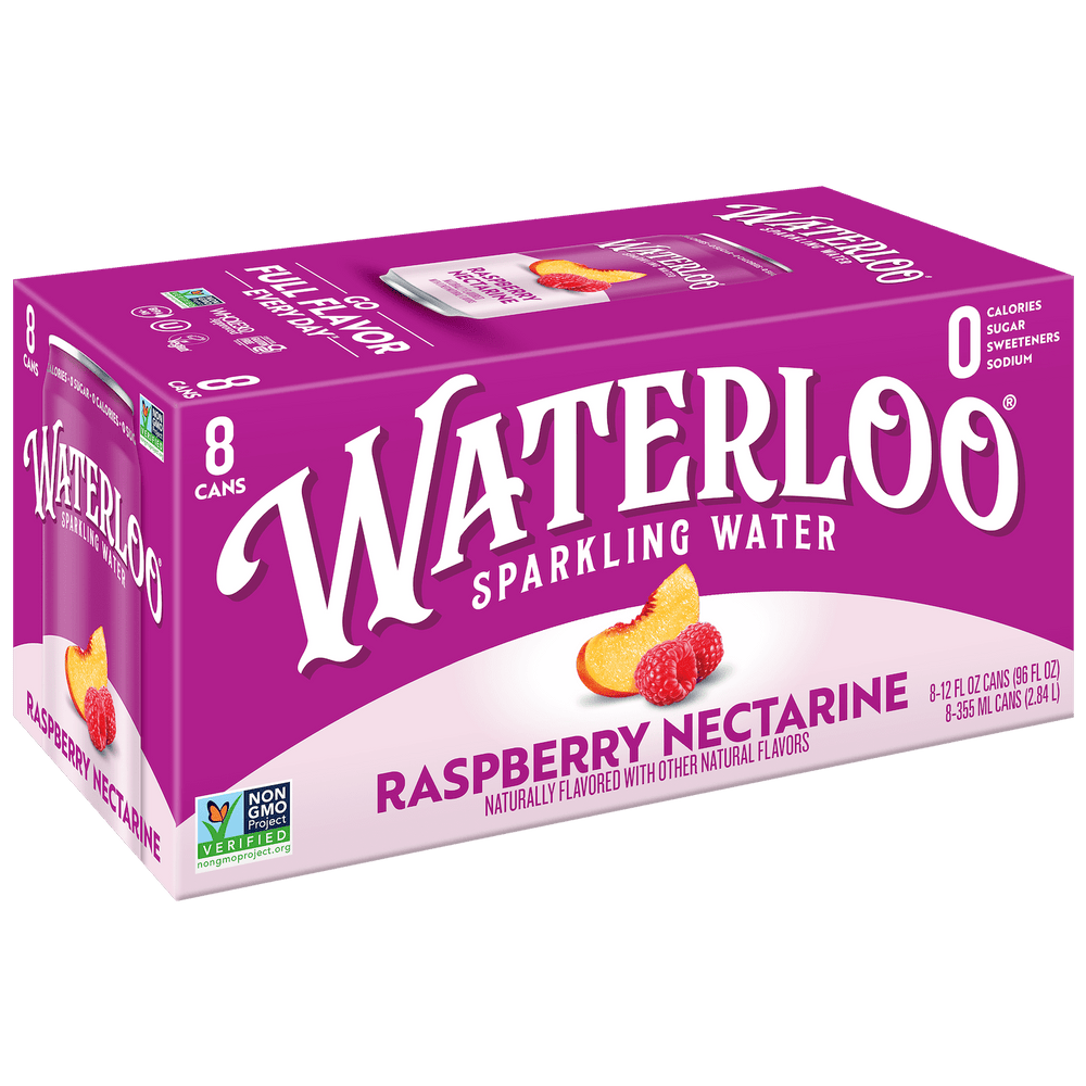 Waterloo Raspberry Nectarine · Agua mineral · 8 latas de 355 ml