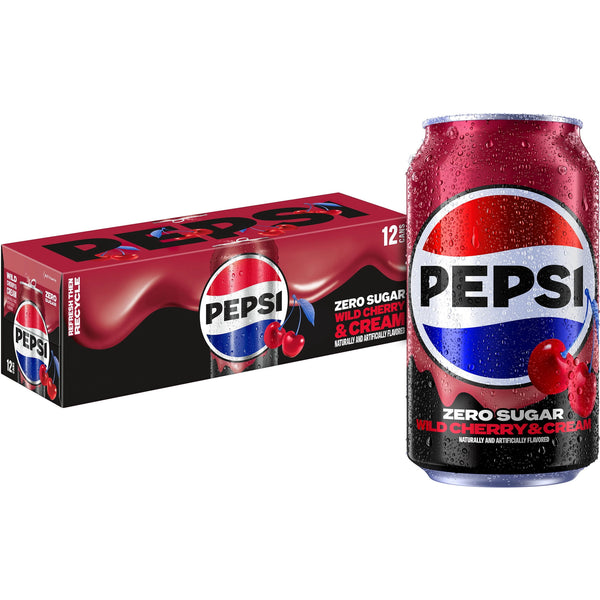 Pepsi Zero Sugar Soda Wild Cherry & Cream · Refresco · 12 pzas de 355 ml