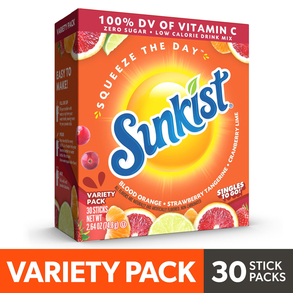 Sunkist Soda s Variety · Polvo para agua · 30 pzas