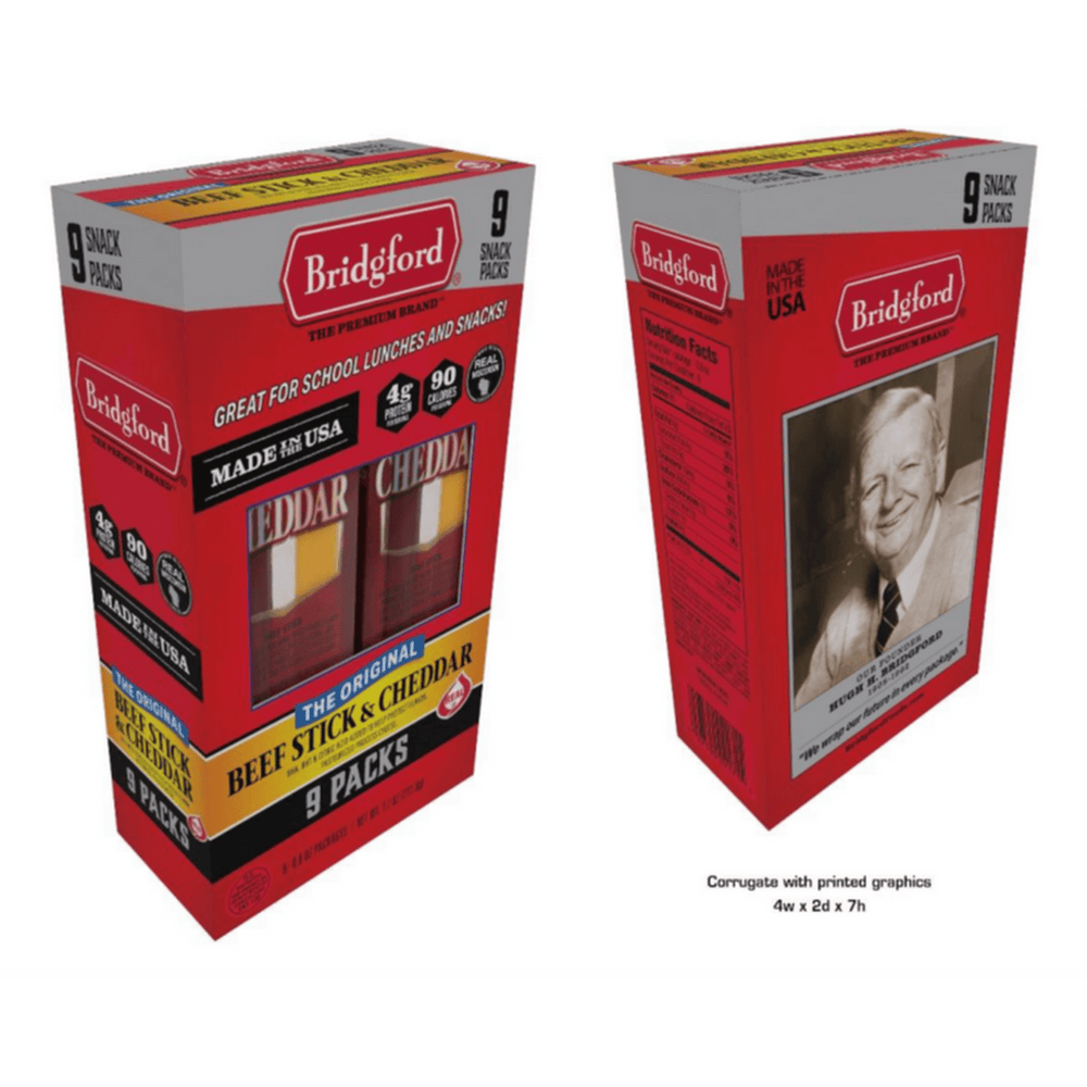 Bridgford Beef Stick & Cheddar · Carne seca · 9 pack