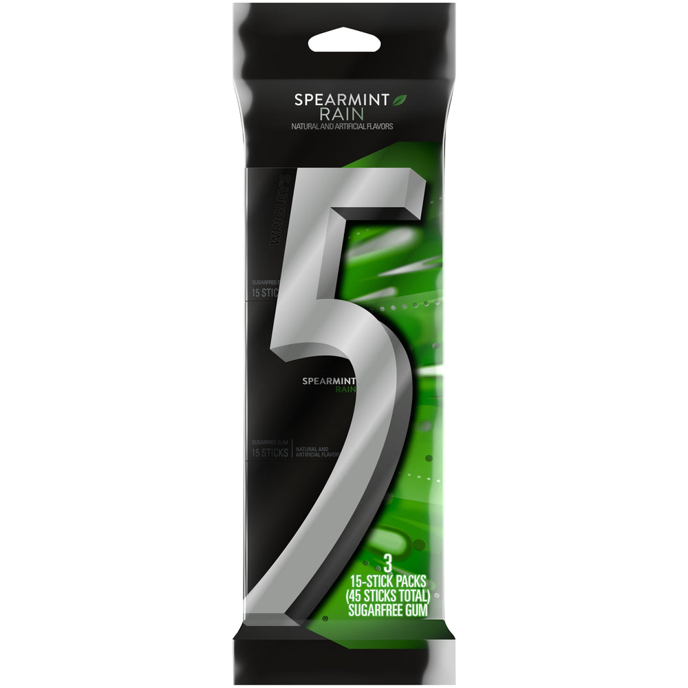 5 Spearmint Rain sin azúcar Pack of 3 · Chicles y mentas · 45 pzas
