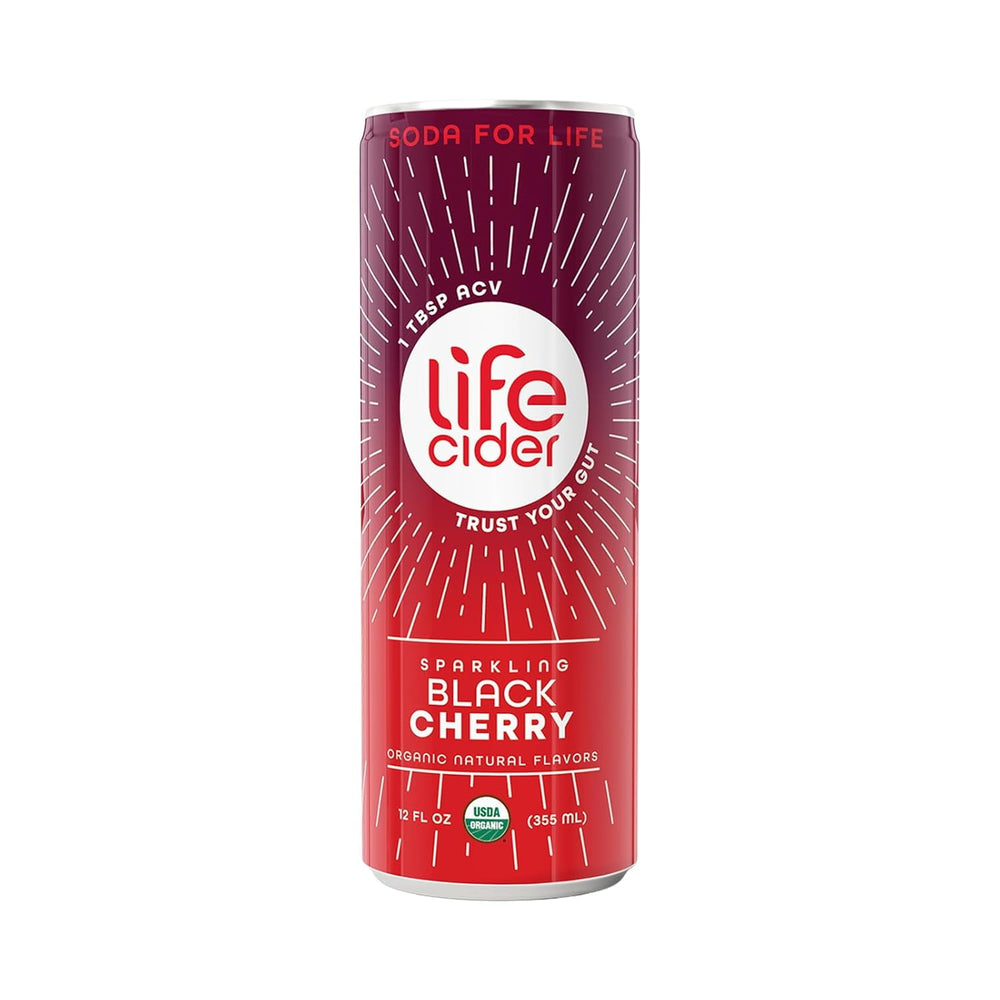 Life Cider Sparkling Apple Cider Vinegar Healthy Soda Black Cherry · Refresco · 355 ml · lata