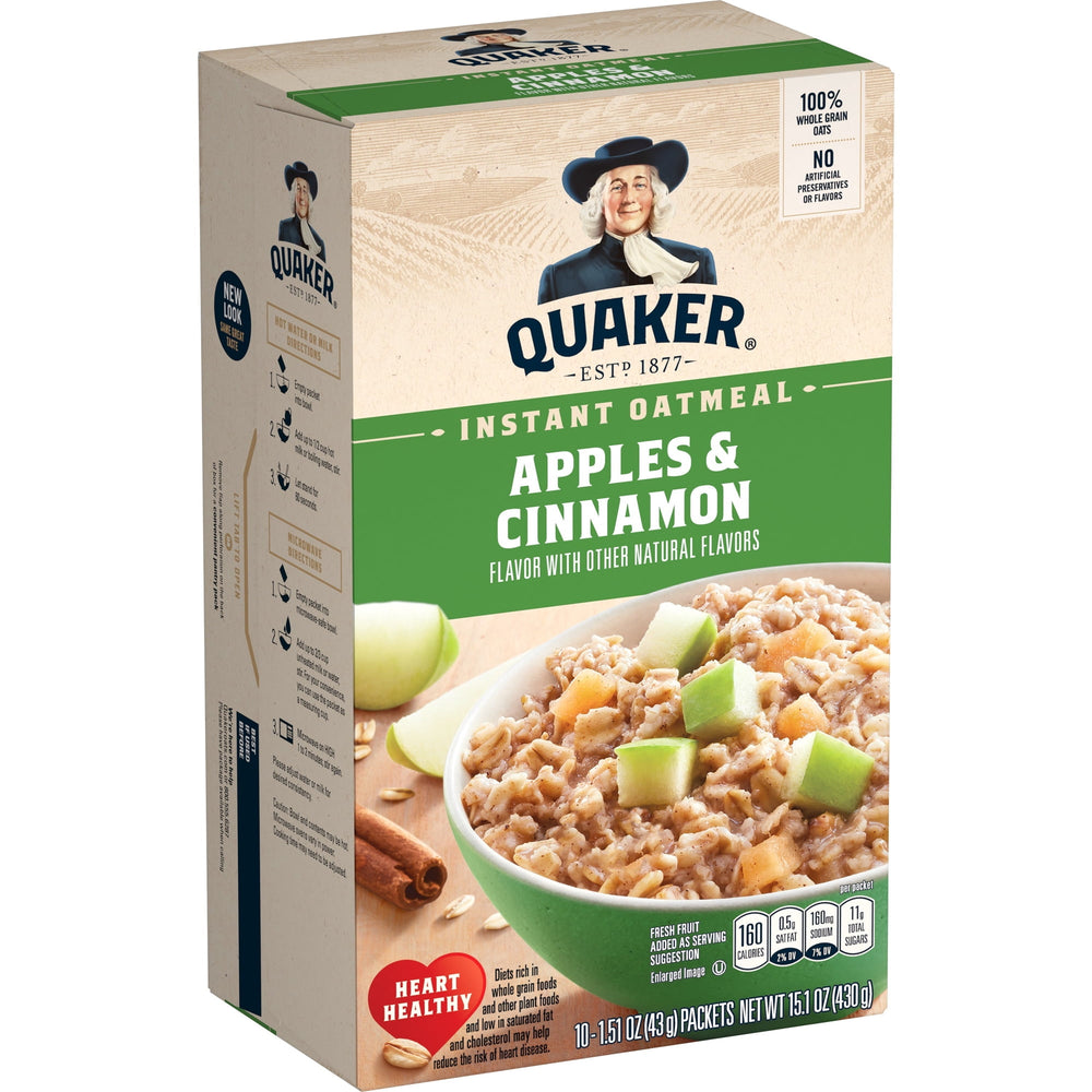 Quaker Apple & Cinnamon · Cereal · 10 sobres de 43 g
