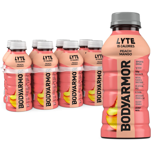 BODYARMOR Lyte Peach Mango · Bebida · 8 botellas de 355 ml