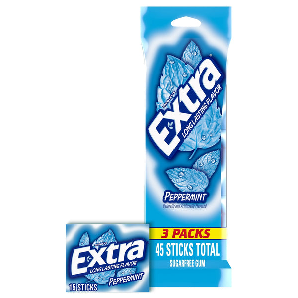 Extra Peppermint Back To School sin azúcar · Chicles y mentas · 3 pack