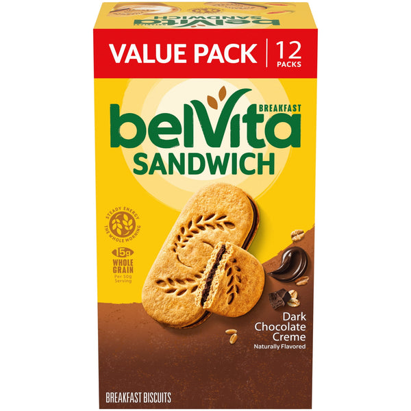 belVita Dark Chocolate Creme · Galletas · 595 g · 12 paquetes