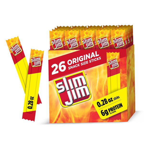 Slim Jim Smoked Meat Sticks Original · Carne seca · 26 pzas de 6 g