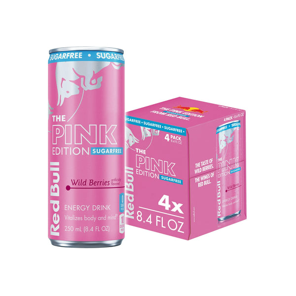 Red Bull Pink Edition Sugarfree Wild Berries · Bebida energética · 4 latas de 248 ml