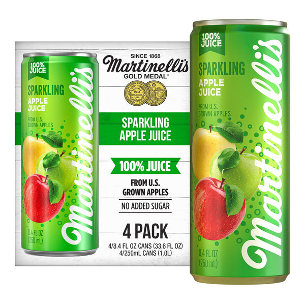 Martinelli's Gold Medal Sparkling Apple Juice with 100% · Bebida · 4 latas de 248 ml